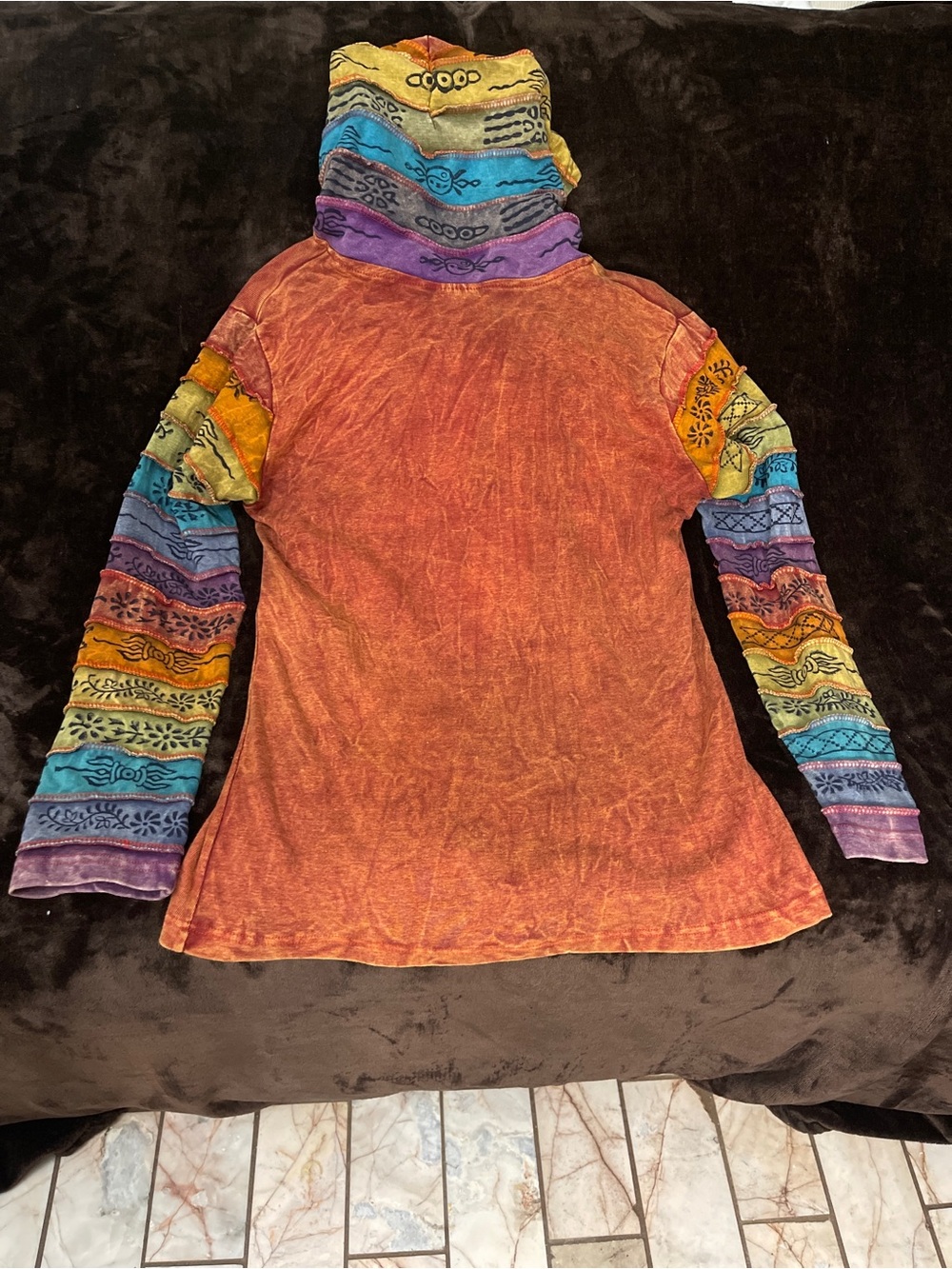 Greater Good Network Sunshine Daydream Boho Patchwork Sun Zip Up Hoodie L/XL 197 - Picture 6 of 6